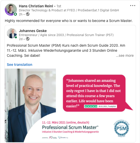 Professional Scrum Master (PSM) Training