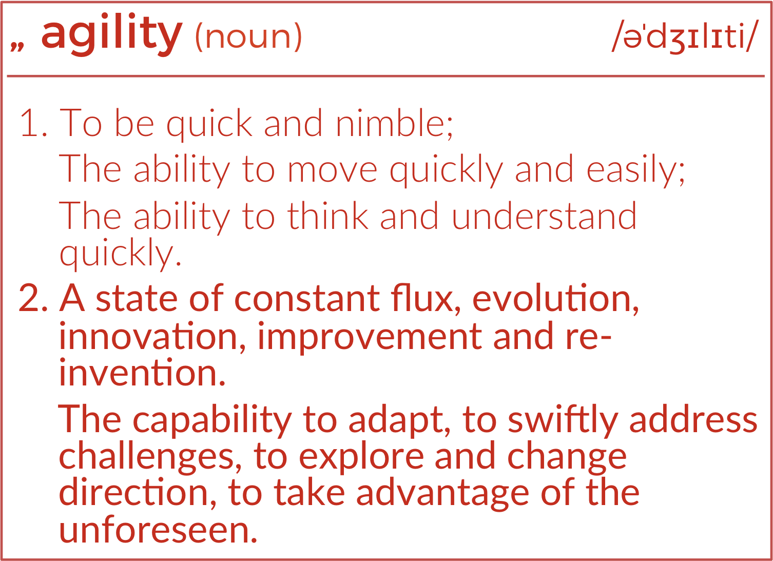 Definitions. Agility.