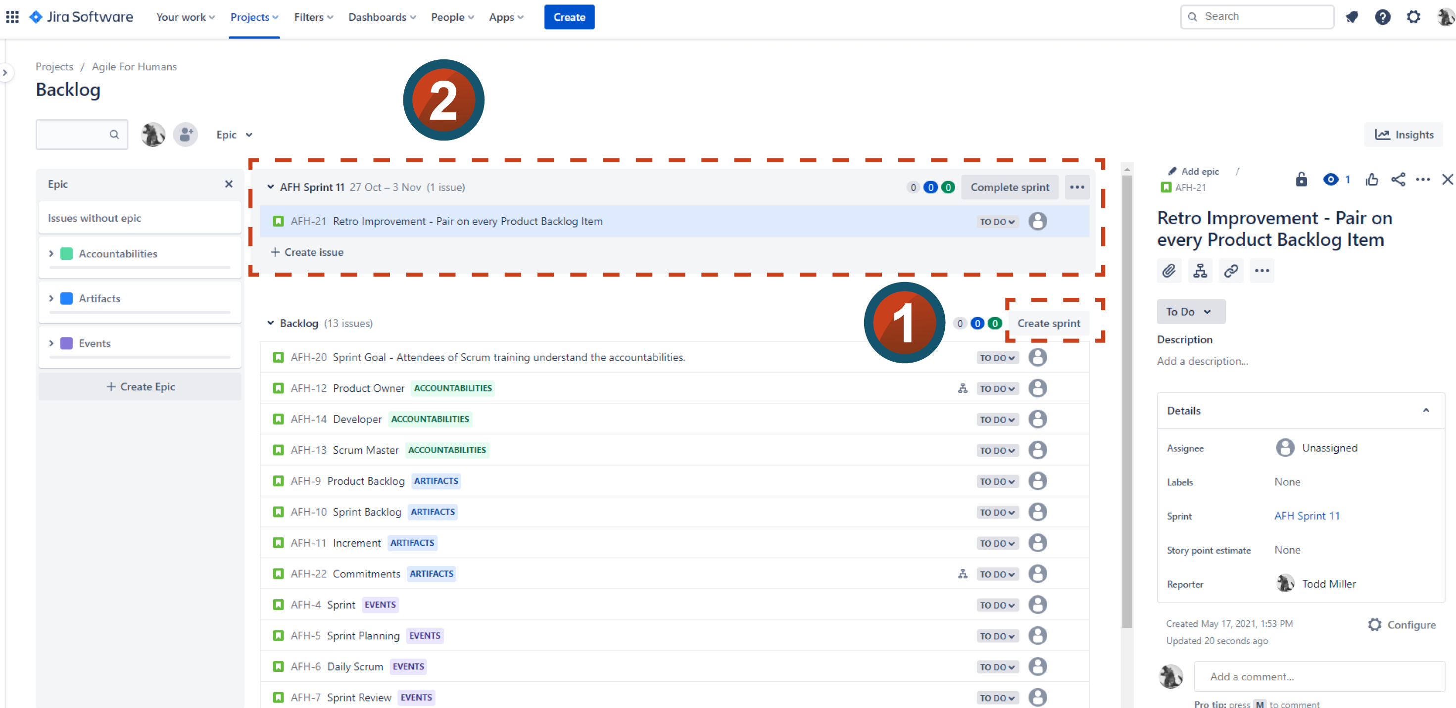 Sprint Planning mit Jira