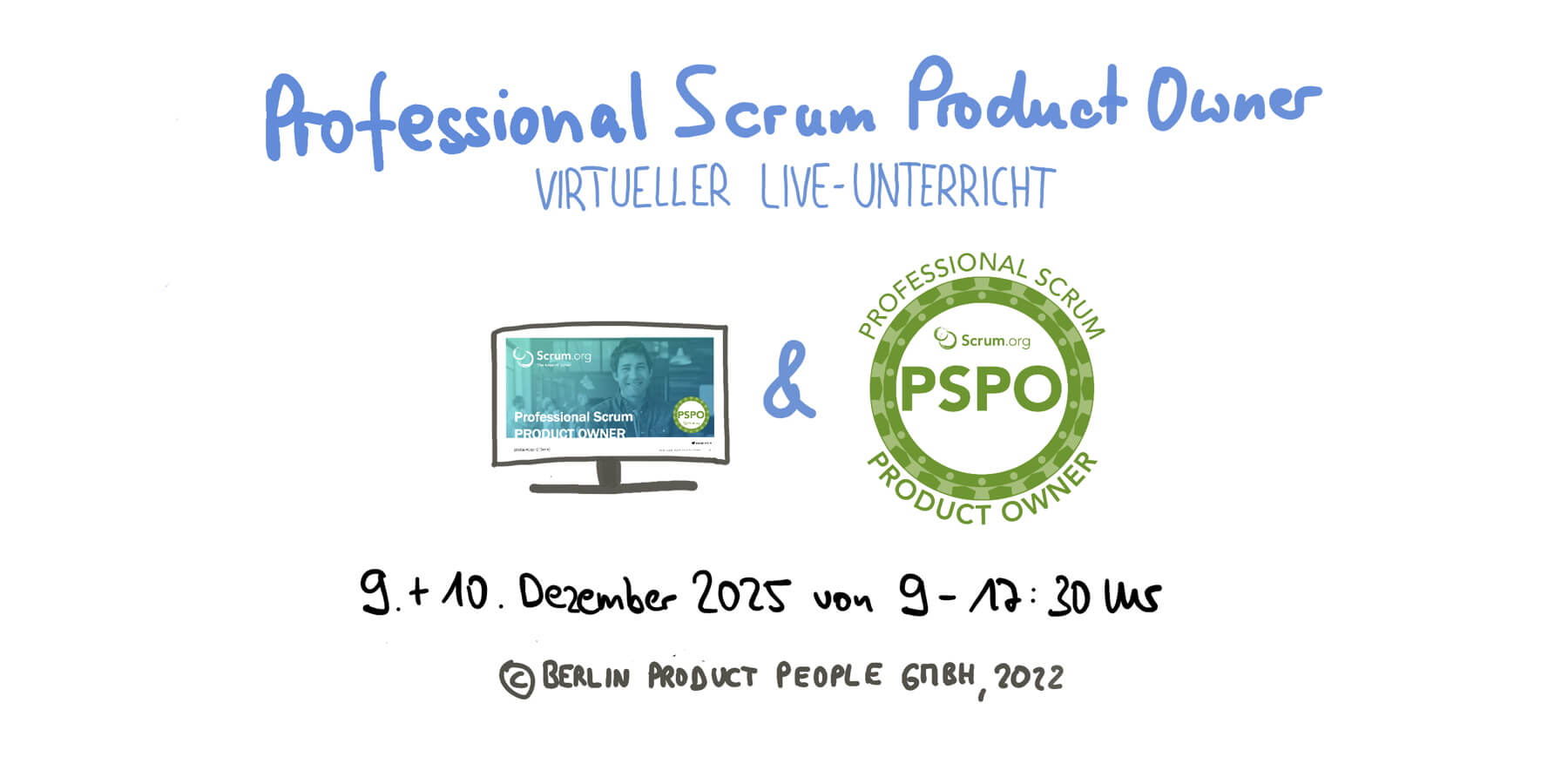 Professional Scrum Product Owner Schulung mit PSPO I-Zertifikat — 9. und 10. Dezember 2025 — Berlin-Product-People.com