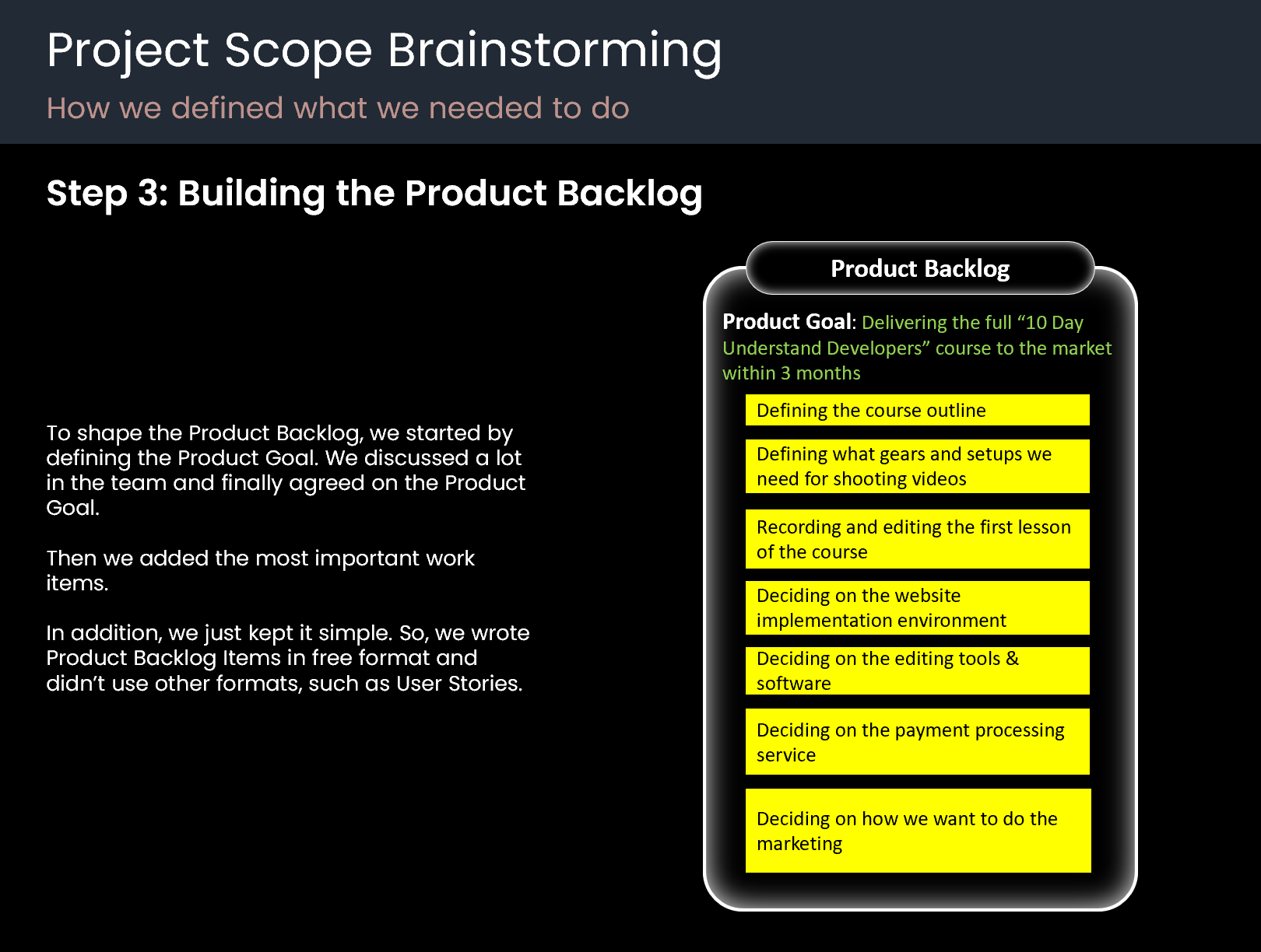 Building the Product Backlog