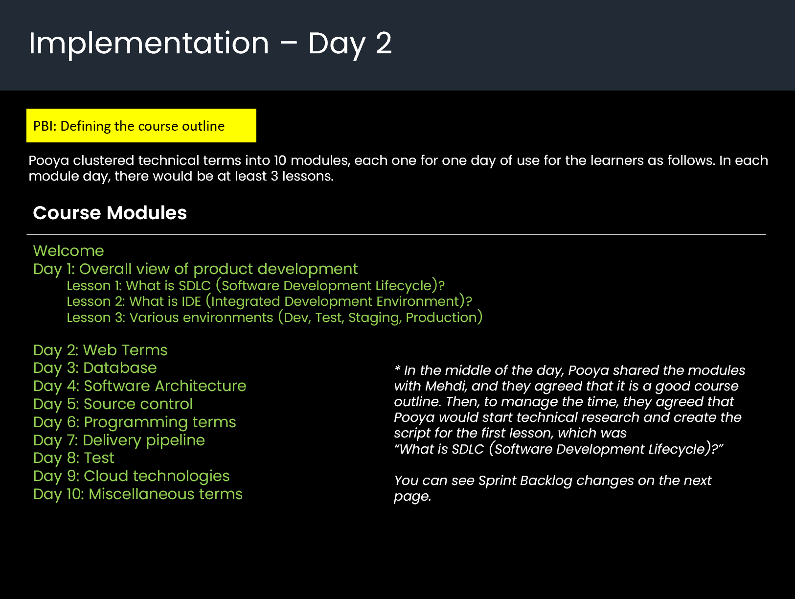 Implementation - Day 2 - 2