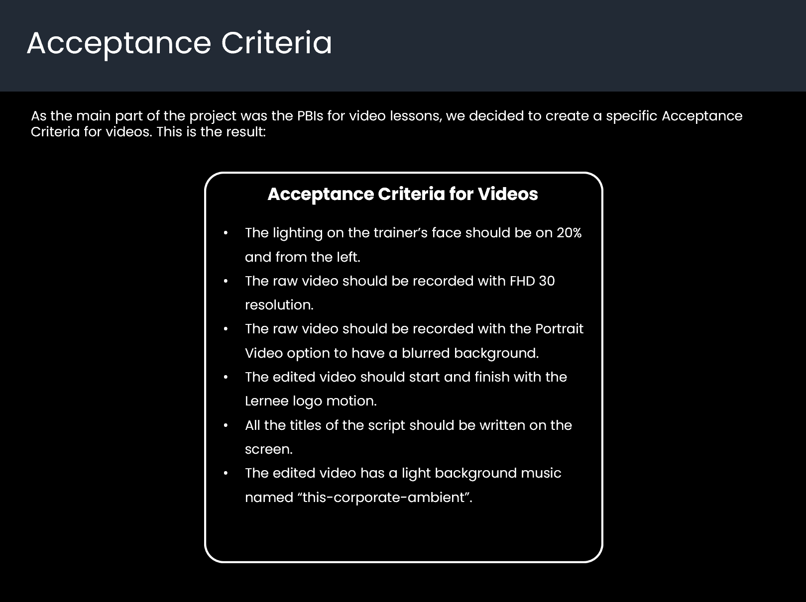 Acceptance Criteria