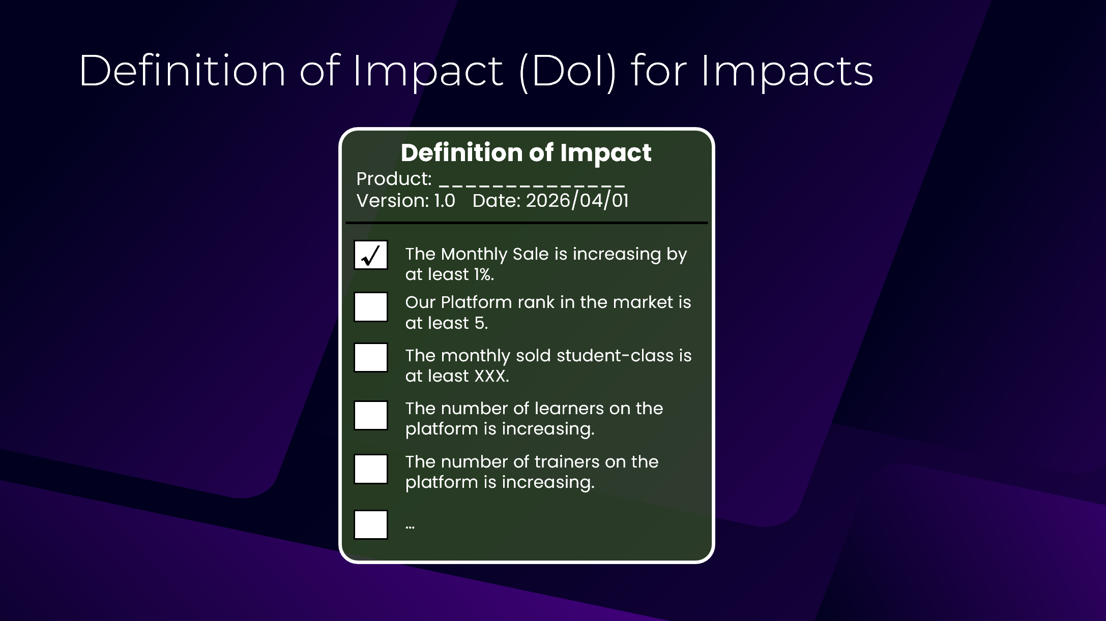 Definition of Done (DoD) vs. Definition of Value (DoV) vs. Definition ...
