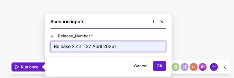 Release Number Input