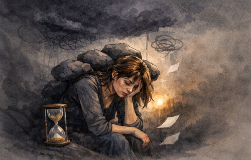 burnout-struck woman sitting