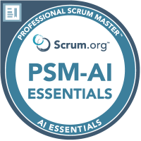 Professional Scrum Master AI Essentials Certification Badge